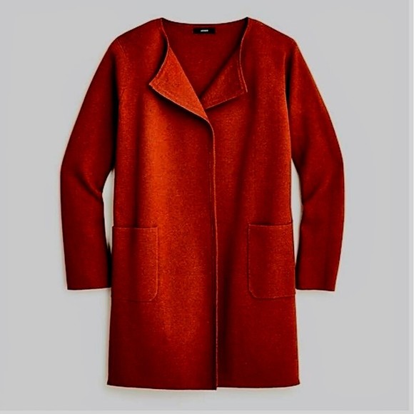 J.Crew Juliette Collarless Sweater Blazer Cardigan Burgundy Purple Merino Wool M